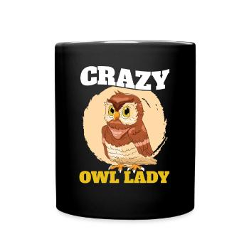 Owl Lady Owl Fan Owlet Nocturnal Bird Ornithologis - Full Colour Mug - black - Front