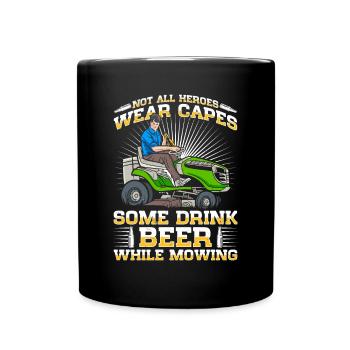 Lawn mowing, lawn mowers, gardeners, gardening - Full Colour Mug - black - Front
