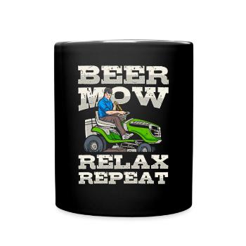 Lawn mowing, lawn mowers, gardeners, gardening - Full Colour Mug - black - Front
