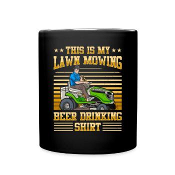 Lawn mowing, lawn mowers, gardeners, gardening - Full Colour Mug - black - Front
