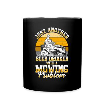 Lawn mowing, lawn mowers, gardeners, gardening - Full Colour Mug - black - Front