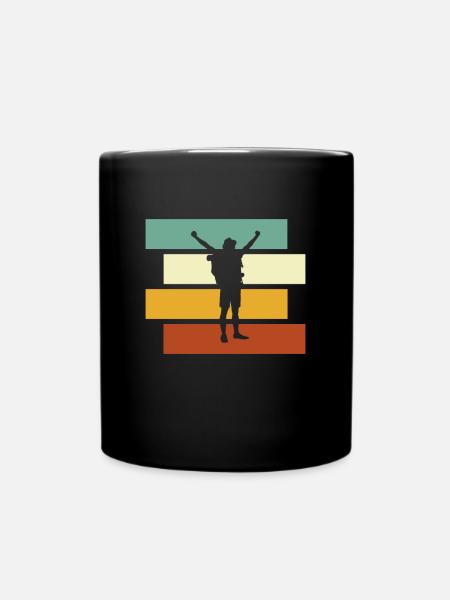 Wandern Retro - Tasse einfarbig - Schwarz