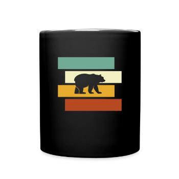 Bär Retro - Tasse einfarbig - Schwarz - Vorne
