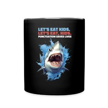 Permet de manger des enfants Grammaire Virgule Réglage Cadeau de requin - Mug uni - noir - Devant