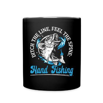Hand Fishing Fisherman Noodling Lover Fisher Fish - Full Colour Mug - black - Front