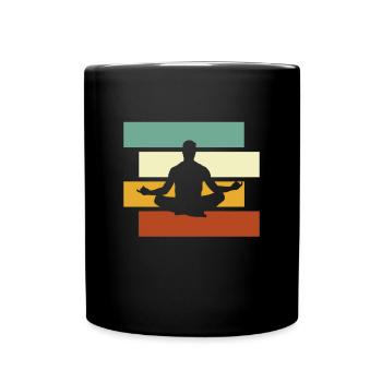 Yoga Retro - Tasse einfarbig - Schwarz - Vorne