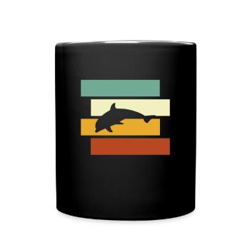 Delfin Retro - Tasse einfarbig - Schwarz - Vorne