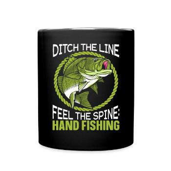 Hand Fishing Fisherman Noodling Lover Fisher Fish - Full Colour Mug - black - Front