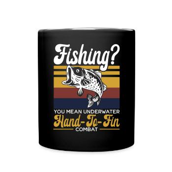Handfischen Fischer Noodling Liebhaber Fischer Fisch - Tasse einfarbig - Schwarz - Vorne