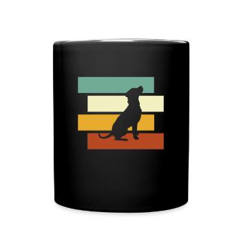 Hund Retro - Tasse einfarbig - Schwarz - Vorne