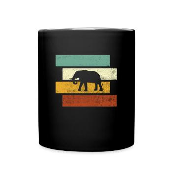 Elefant Retro - Tasse einfarbig - Schwarz - Vorne