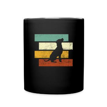 Hund Retro - Tasse einfarbig - Schwarz - Vorne