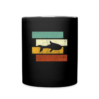 Fisch Retro - Tasse einfarbig - Schwarz - Vorne