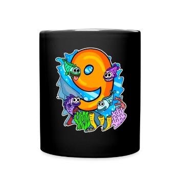 9 Jahre alt - 9. Geburtstag mit Tier Motiv - Tasse einfarbig - Schwarz - Vorne
