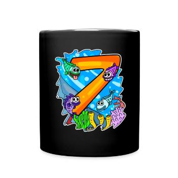 7 ans 7 ans avec motif animal - sept - Mug uni - noir - Devant