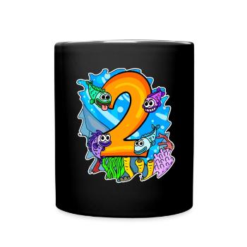 2 anniversaire 2 ans avec motif animal - deux - Mug uni - noir - Devant
