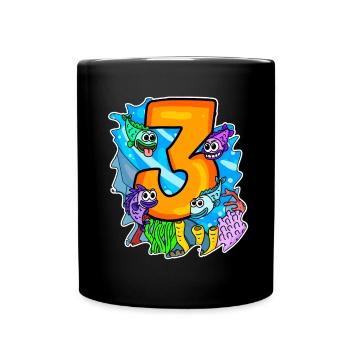 3 anniversaire 3 ans avec motif animal - trois - Mug uni - noir - Devant