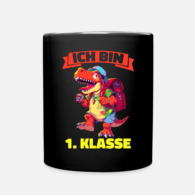 Ich Bin 1. Klasse Einschulung Dino Dinosaurier - Tasse einfarbig - Schwarz