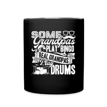 Drummer Drummer Real Grandpas Play Drums - Full Colour Mug - black - Front