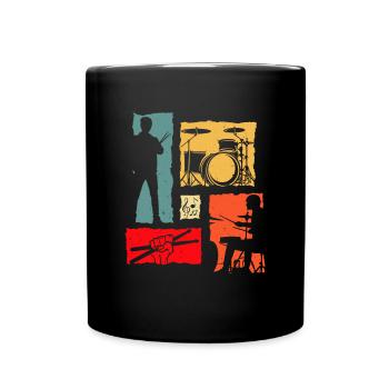 Drums Retro Drummer Vintage Drum Player - Full Colour Mug - black - Front