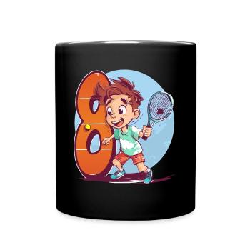 Tennis Player Birthday - 8 Years Old Boy - - Full Colour Mug - black - Front