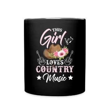 Dieses Mädchen liebt Country-Musik - Tasse einfarbig - Schwarz - Vorne