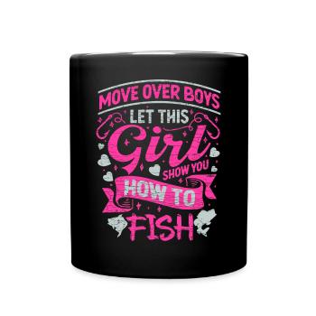 Anglerin Geschenk Angeln Fischen - Tasse einfarbig - Schwarz - Vorne