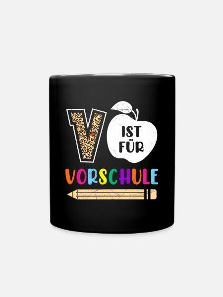 Vorschulkinder V ist für Vorschule Kleinkind - Tasse einfarbig - Schwarz