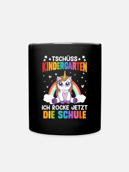 Tschüss Kindergarten Ich rocke jetzt die Schule - Tasse einfarbig - Schwarz