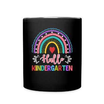 Hallo Kindergarten Tschüss Tagesmutter - Tasse einfarbig - Schwarz - Vorne