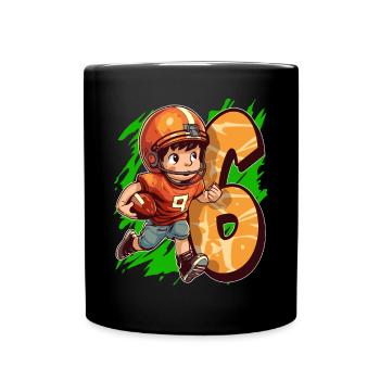 I'm 6 American Football Kid and Rugby - Full Colour Mug - black - Front