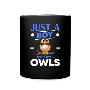 Juste un garçon qui aime les hiboux Amoureux des oiseaux Ornithologue - Mug uni - noir - Devant