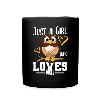 Juste une fille qui aime les hiboux Oiseaux de proie nocturnes - Mug uni - noir - Devant