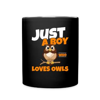 Oiseaux De Proie Hibou Fan Amoureux des oiseaux Juste un garçon qui Lo - Mug uni - noir - Devant