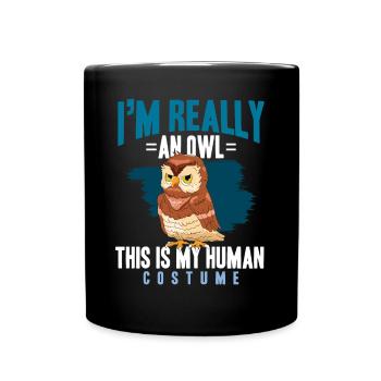 Ceci est mon costume humain Owl Lover nocturne - Mug uni - noir - Devant