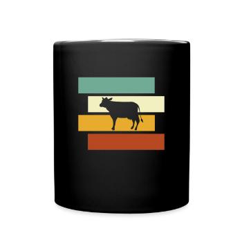 Kuh Retro - Tasse einfarbig - Schwarz - Vorne