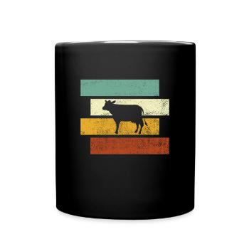 Kuh Retro - Tasse einfarbig - Schwarz - Vorne