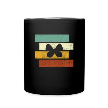 Schmetterling Retro - Tasse einfarbig - Schwarz - Vorne