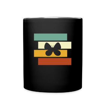 Schmetterling Retro - Tasse einfarbig - Schwarz - Vorne