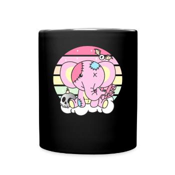 Kawaii Gothic Elephant Pastel Gothic Goth - Full Colour Mug - black - Front