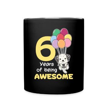 Dalmatians for 6th birthday children six years - Full Colour Mug - black - Front