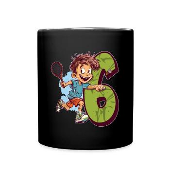 Je suis 6 Badminton Kid - Badminton - Mug uni - noir - Devant
