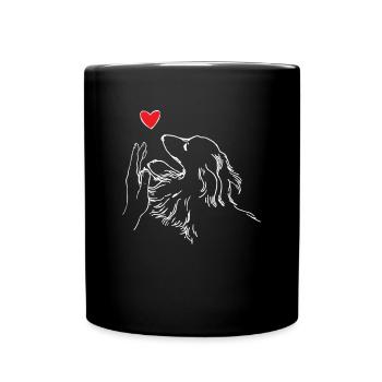 Langhaardackel Herz Hand Dackel gibt High Five - Tasse einfarbig - Schwarz - Vorne