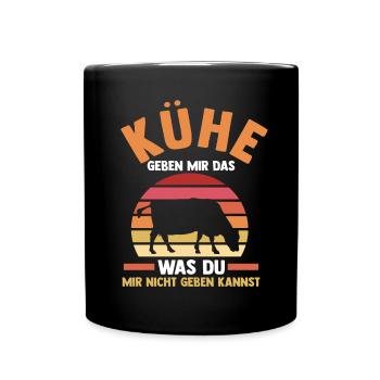 Kuh Landwirt Bauernhof Kühe - Tasse einfarbig - Schwarz - Vorne