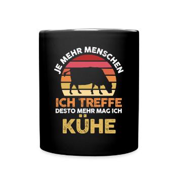 Kuh Landwirt Bauernhof Kühe - Tasse einfarbig - Schwarz - Vorne