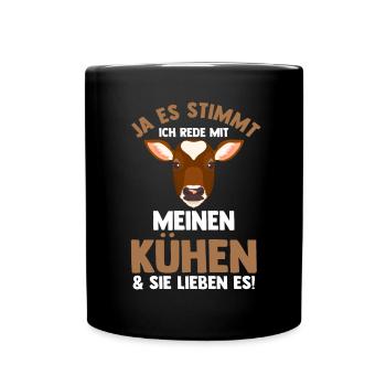 Kuh Landwirt Bauernhof Kühe - Tasse einfarbig - Schwarz - Vorne