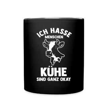Kuh Landwirt Bauernhof Kühe - Tasse einfarbig - Schwarz - Vorne