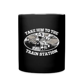 Lokomotive Dampflokomotive - Tasse einfarbig - Schwarz - Vorne