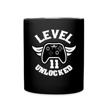 Level 11 Unlocked 11 Geburtstag - Tasse einfarbig - Schwarz - Vorne
