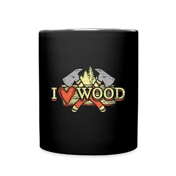 Lumberjack Holzfäller I Love Wood - Tasse einfarbig - Schwarz - Vorne